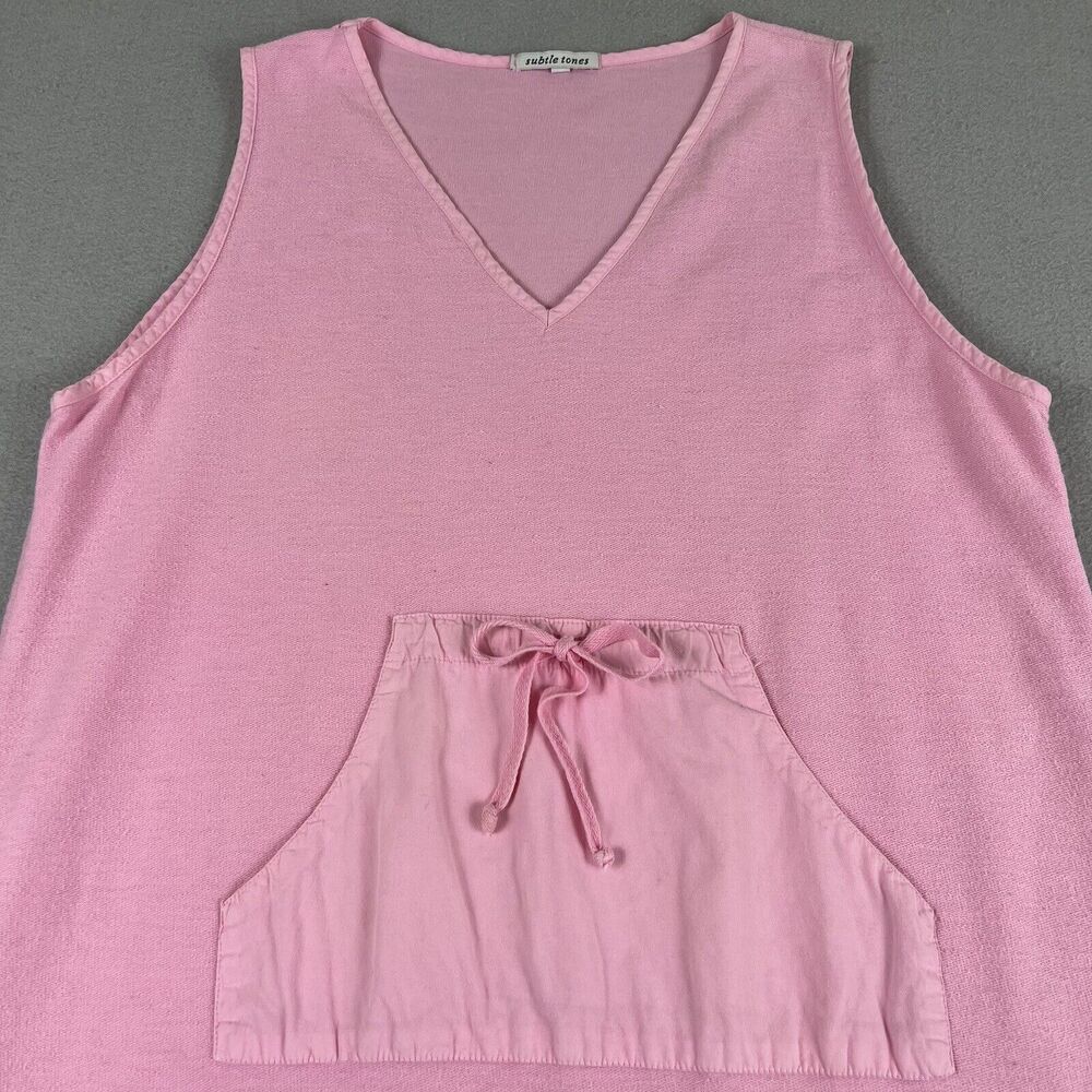 Subtle Tones Pink Cotton‎ Terry V Neck Sleeveless Kangaroo Pocket Midi Dress M - Picture 4 of 16